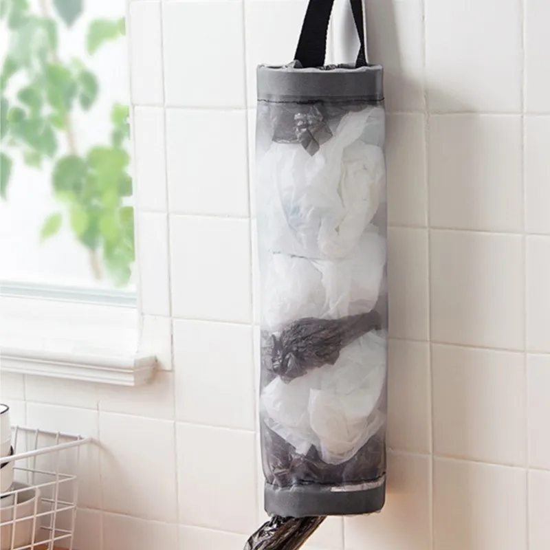 

Home Grocery Bag Holder Wall Mount Plastic Bag Holder Dispenser Hanging Storage Trash Garbage Bag Kitchen Garbage Organizer