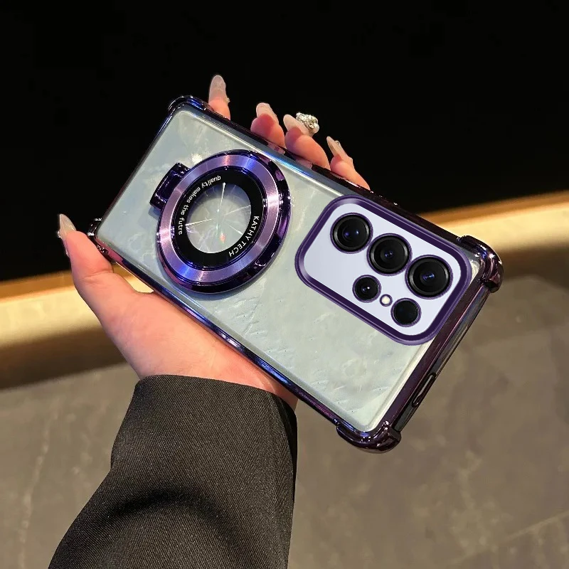 

For Samsung S25 Case Luxury Plating Stand Shockproof Clear Case For Samsung Galaxy A36 A56 A16 A26 A06 A25 A15 A35 A55 S24 Cover