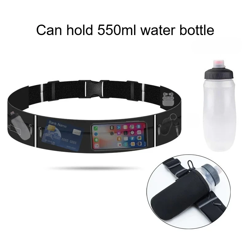 

Unisex Running Belt Waist Bag Women Men Sport Fanny Pack Can Hold Water Bottle 550ml Phone Pouch Jogging Gym Bags Hydration Run