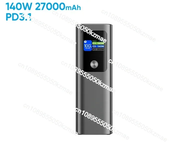 27000mah High Capacity Power Bank PD 140W Super Fast Charge Powerbank TFT Smart Display 3 Ports Portable Laptop Power Bank