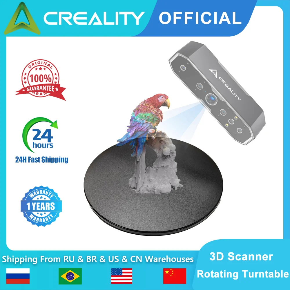 Creality 3D Scanner Turntable 8 Inches Rotating Turntable Display Stand 360˚ Rotation for CR-Scan Raptor/Otter/Ferret/Ferret Pro