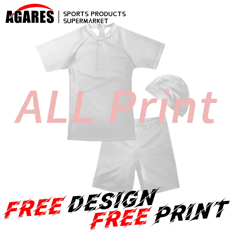 

Boys' Three Piece Swimsuit Top, Shorts, Swimming Cap, Three Piece Lightweight, Comfortable, and Wear-resistant DIY Pattern