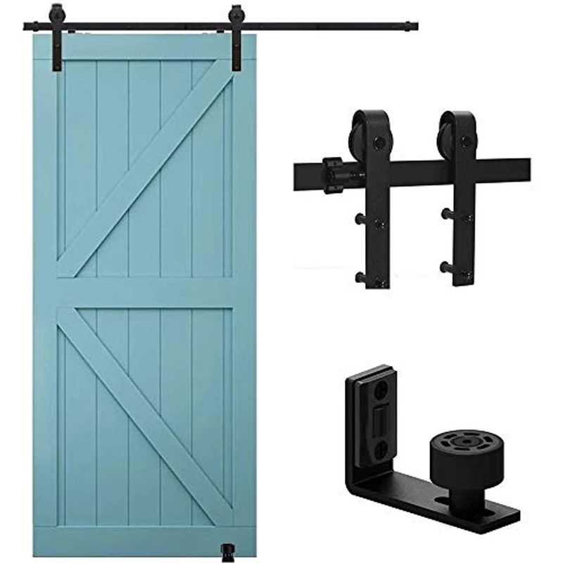 

CCJH Barn Door Push-pull Mobile Slide Rail Flat Head 5.5 foot Single Door Slide Rail with Pulley Swing Stop Hardware Accessories