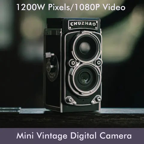 CHUZHAO Mini Câmera Digital Retro com Tela de 1.54 polegadas Vídeo 1080p Fotos de 12MP Compacto Vintage Portátil para Presente de Aniversário