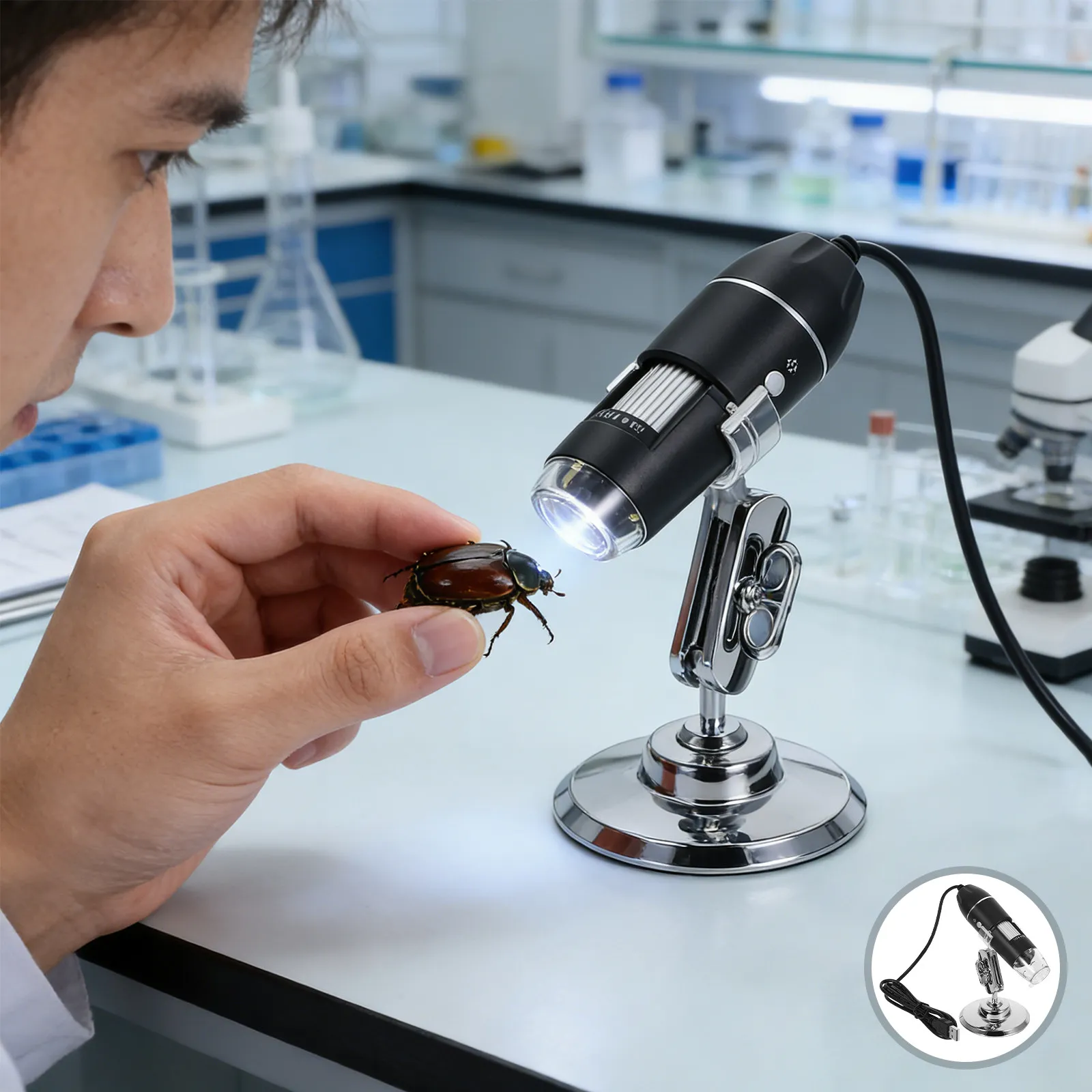 1Pcs Microscope High Resolution Electron Microscope for Experiment Microscopy Education Testing
