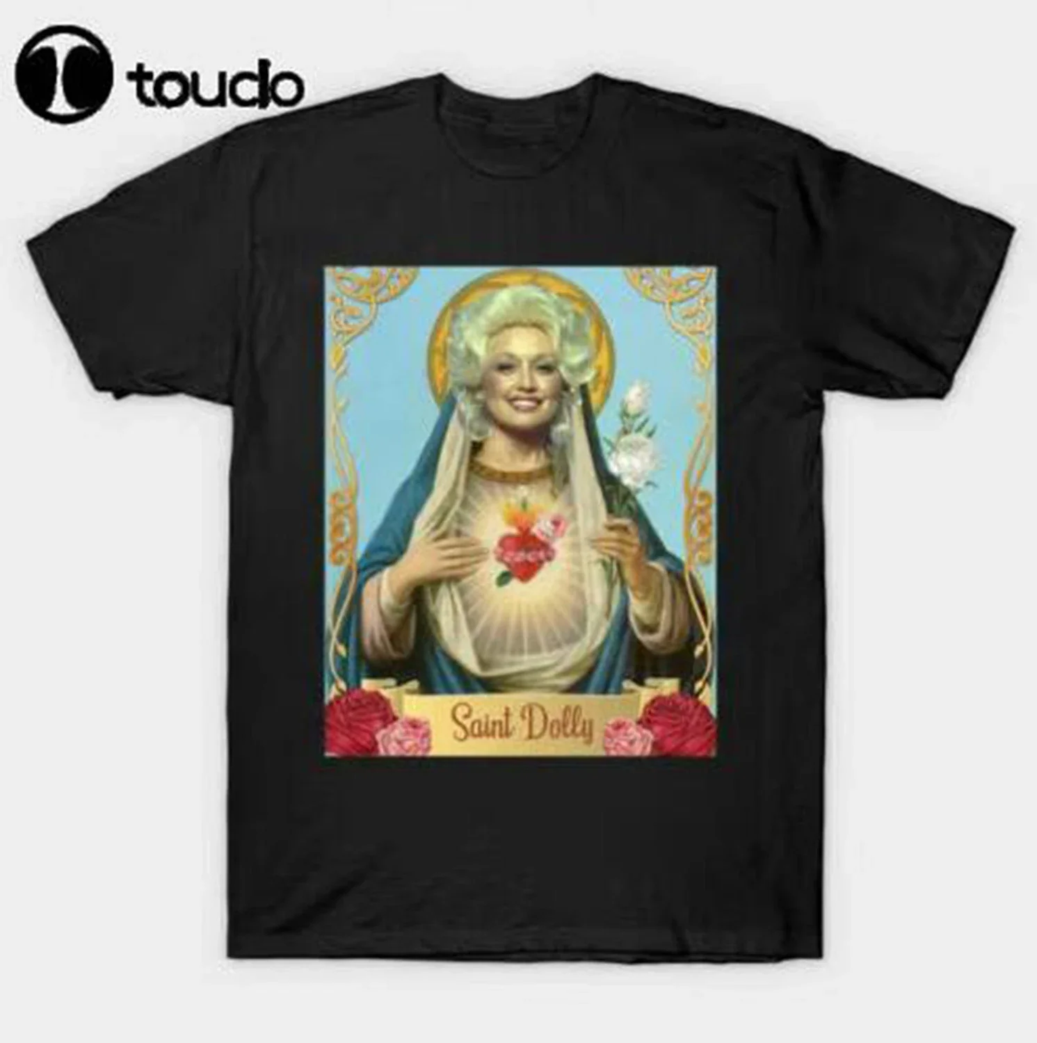 Saint Dolly Parton God Blessed You Funny Black T-Shirt Gift For Fans