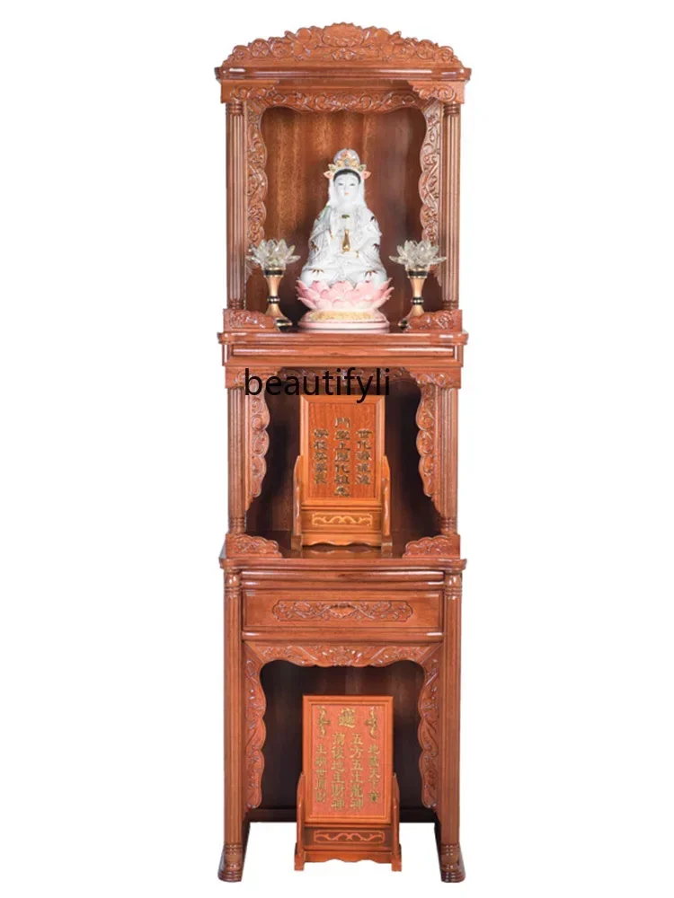 

xxqSolid wood three-layer Shentai household God of Wealth table vertical cabinet modern Buddhist platform new Chinese style