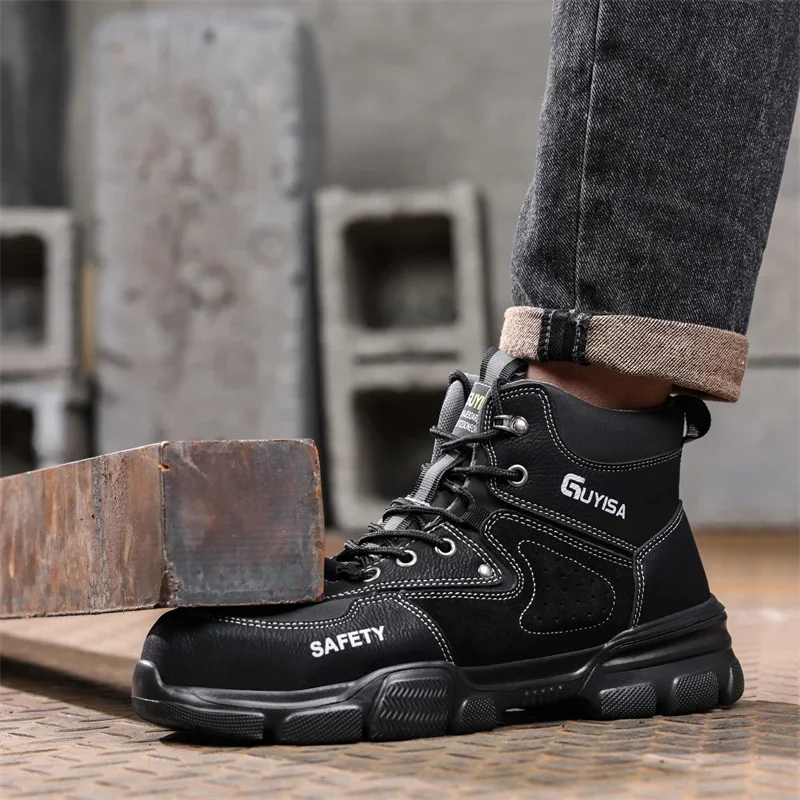 New 2024 Fashion Men Protective Safety Work Boots Steel Toe Shoes Anti-smash Anti-puncture Shoes Indestructible Male Boots