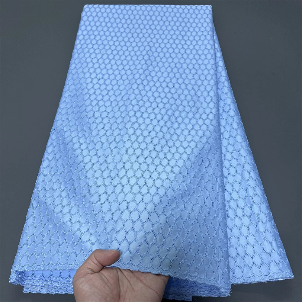 

2025 African Nigerian Tulle for Dress Sewing High Quality Lace Fabric Damask Cotton Pure Embroidery Wedding Party 5Yard hz1394