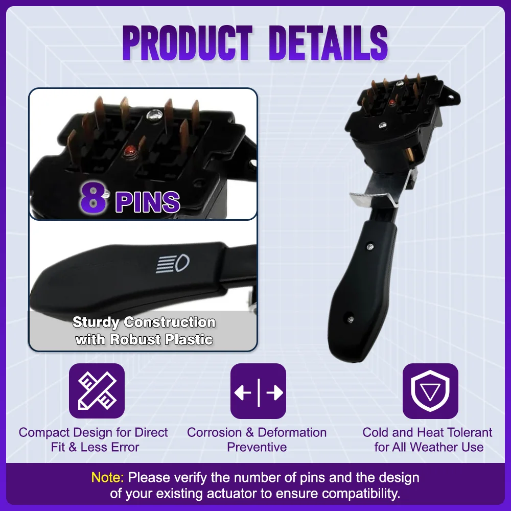 

8pins Car Headlight Turn Signal Switch for Peterbilt 3 Kenworth T600 1994-2005 Left Hand Drive 01481471 577.75011 TL30350