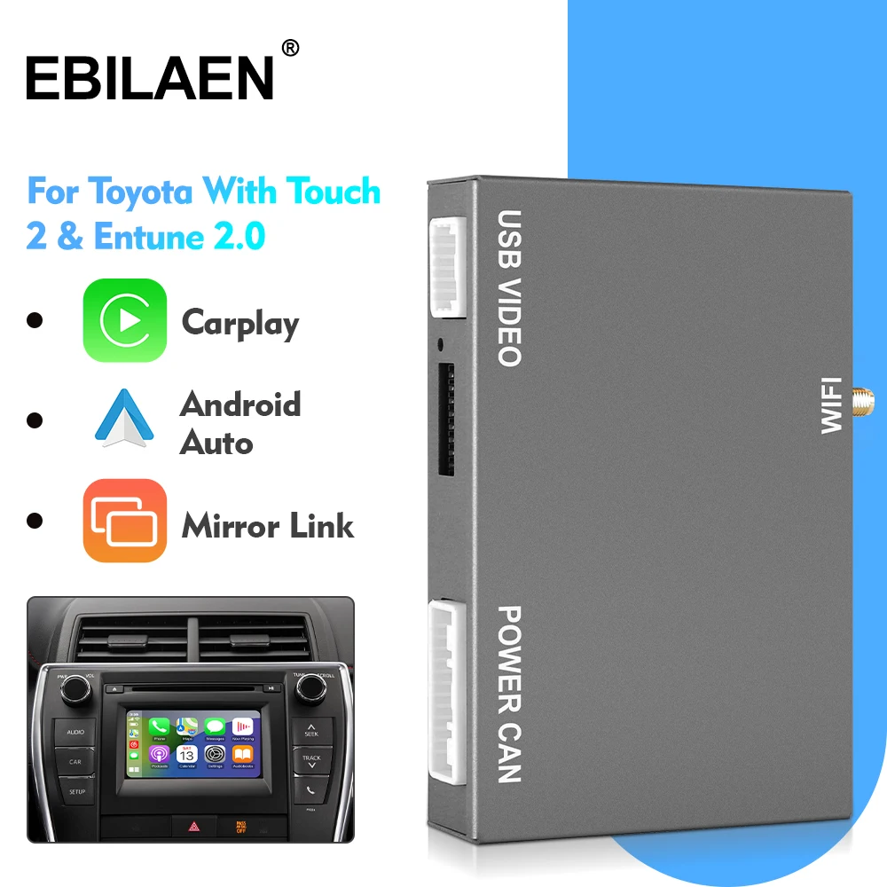 

EBILAEN Wireless Apple Carplay Android Auto For TOYOTA Touch2 Entune2.0 Highlander Tundra Sienna Prius Yaris Camry CHR Module