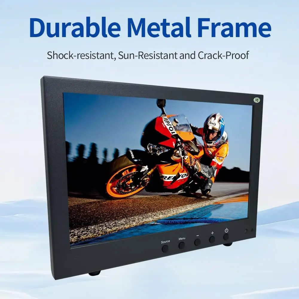 إطار معدني SVD 10.1 بوصة عالي الدقة 2 ميجا بكسل مع حامل معدني varsatile، شاشة صناعية لـ RV Boat CCTV، يدعم HDMI BNC