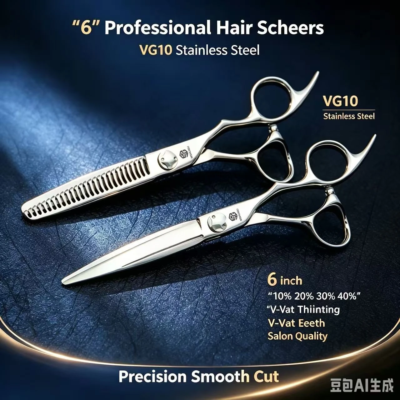 mshuigu-6-65-7インチ-vg10鋼製プロ用ヘアカットシザー、セニングシザー、サロン・理容用ヘアカットシザー