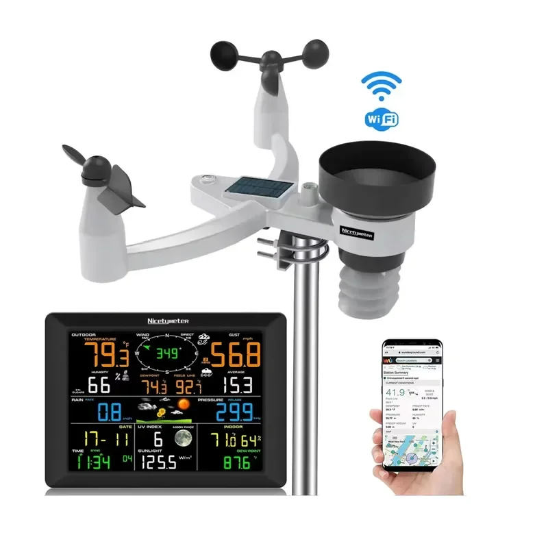 HEDAO FT0310-0250T 7 in 1 Lcd Display Wifi Weather Station With Wind Direction Automatic Weather Station