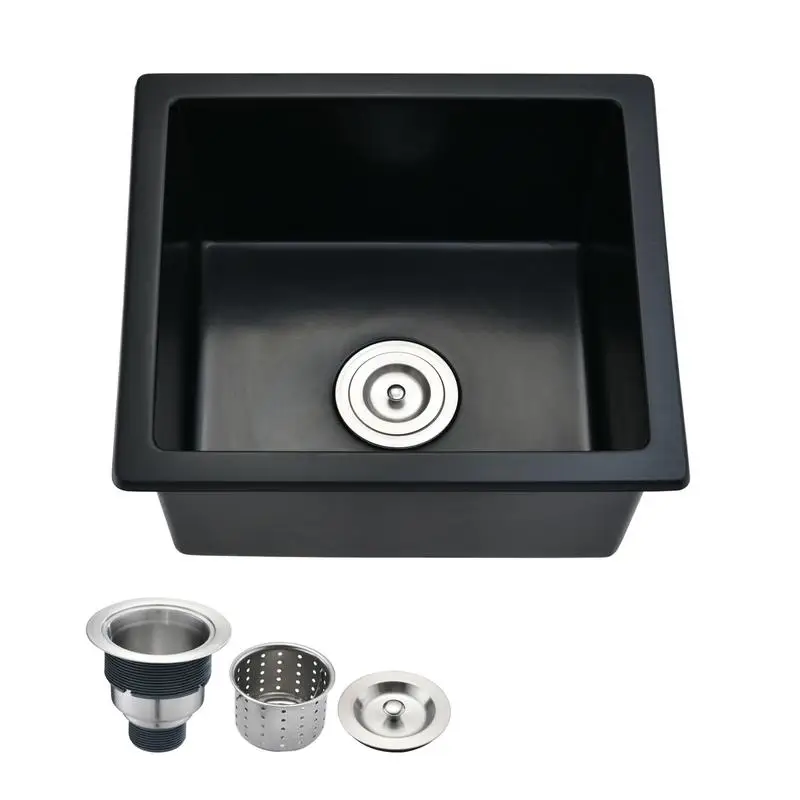 

18" x 16" Undermount Bar Sink with Strainer, Quartz Material, Modern Design, Ideal for Kitchen or Bar