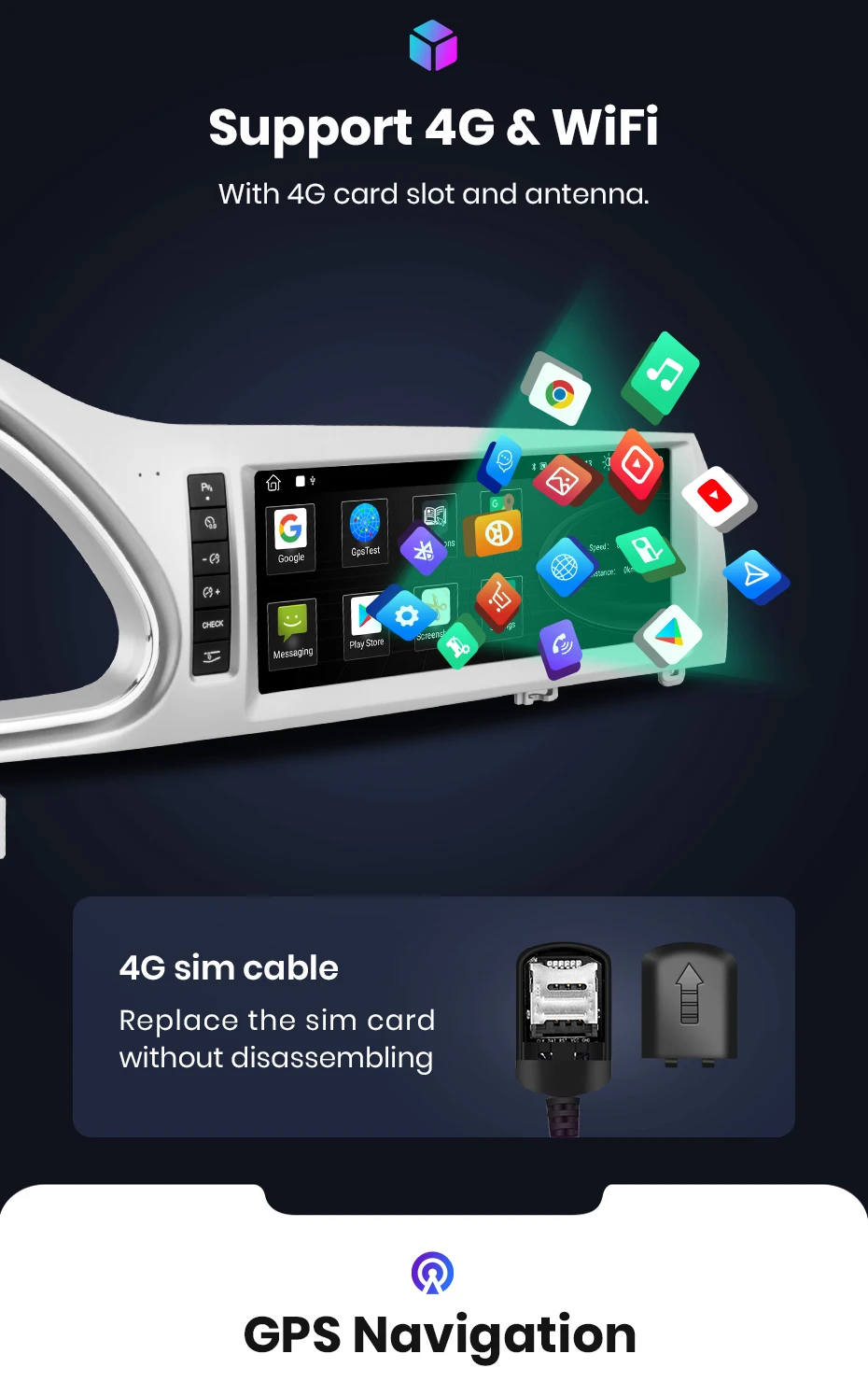 Junsun Kabelloses CarPlay und Android Auto Autoradio für Audi Q7 4L 2005-2015 MMI 2G 3G Intelligentes System Stereo 4G GPS-Navigation Multimedia-Player Touchscreen – Detail 10
