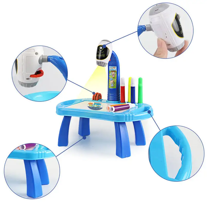 Proyector Led para niños, mesa de dibujo artístico, juguetes, tablero de pintura de escritorio, escritorio, artes y manualidades, proyección, juguete educativo de aprendizaje