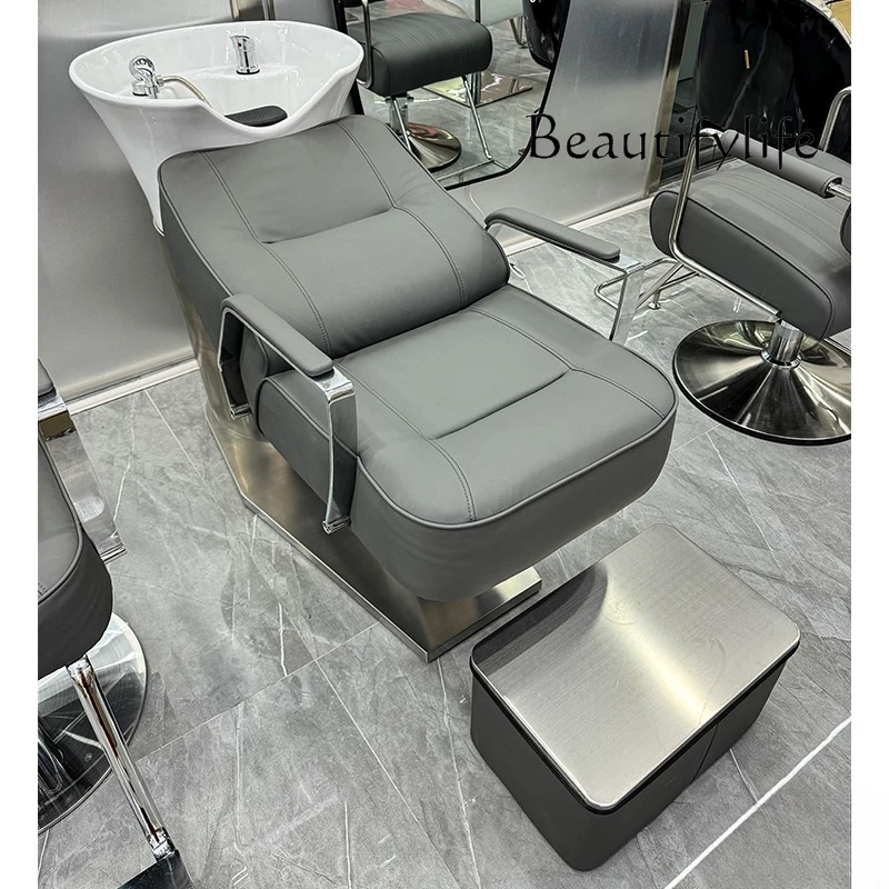 Shampoo Chair Hair Saloon Dedicated Hair Salon Shampoo Chair Stainless Lying Half Porcelain Pot Flushing Bed