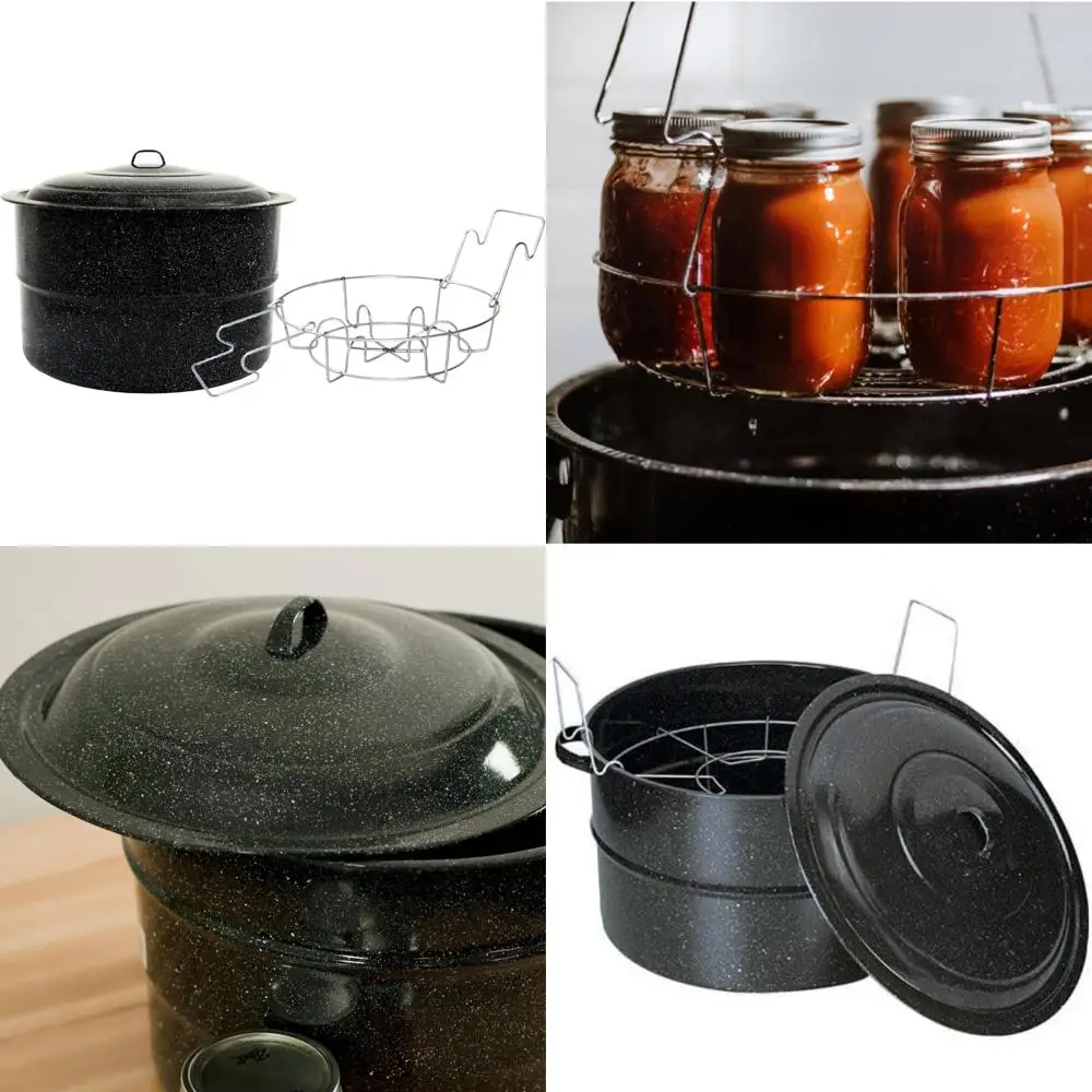 

Enamel Steel 33-Quart Water Bath Canner with Collapsible Jar Rack for Efficient Canning and Cooking