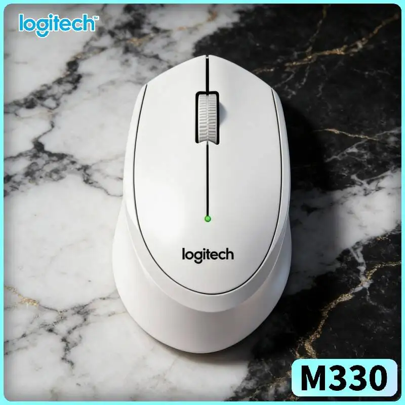 Logitech M330 Ergonomic Silent Wireless Mouse 2.4G USB Receiver Firm Glide for Office PC Laptop Mac Table Cart