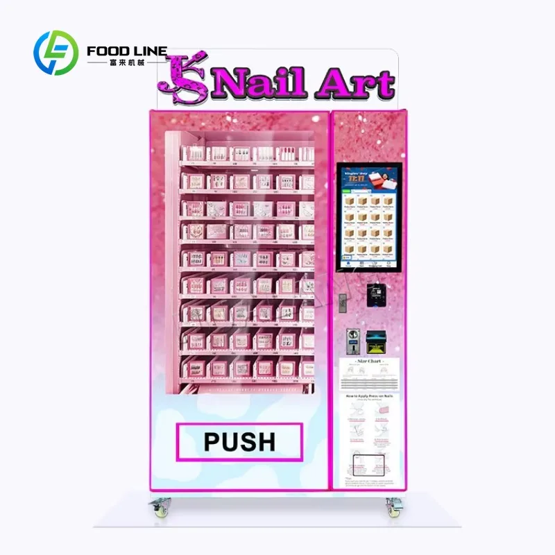 Customized 24/7 Wearable Press on Nail Vending Machine Pusher Rod Delivery Beauty Vending Machine with SDK Function