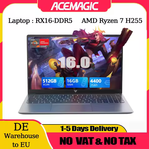 ACEMAGIC Laptop 16&ldquo; FHD Gaming Laptop AMD Ryzen 7 7735HS/H255 16GB RAM 512GB SSD Windows 11 Pro Notebook Backlit KB Wifi6 BT5.2