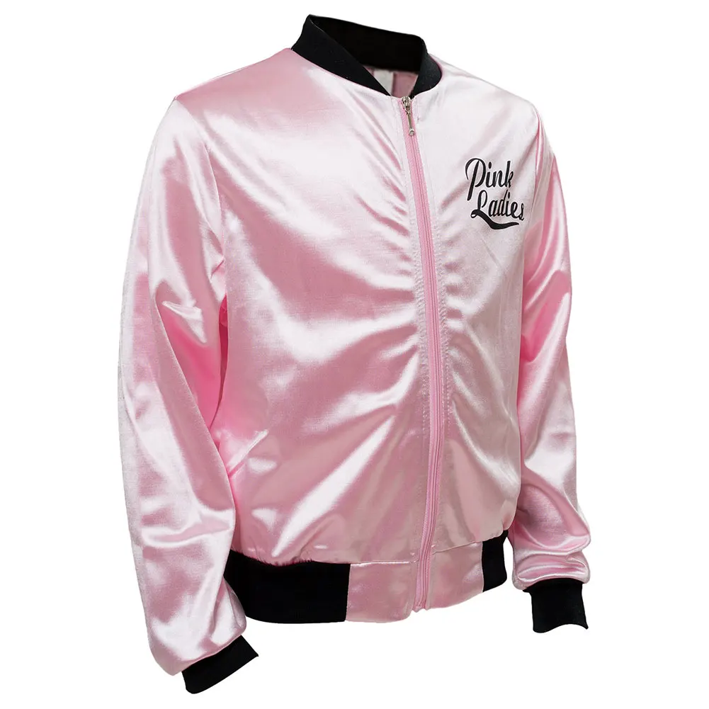 Grease Cosplay Costume The Pink Ladies Gang Girls Jacket Kids Retro Fancy Cheerleader Pink Jacket Coat Autumn Halloween Party