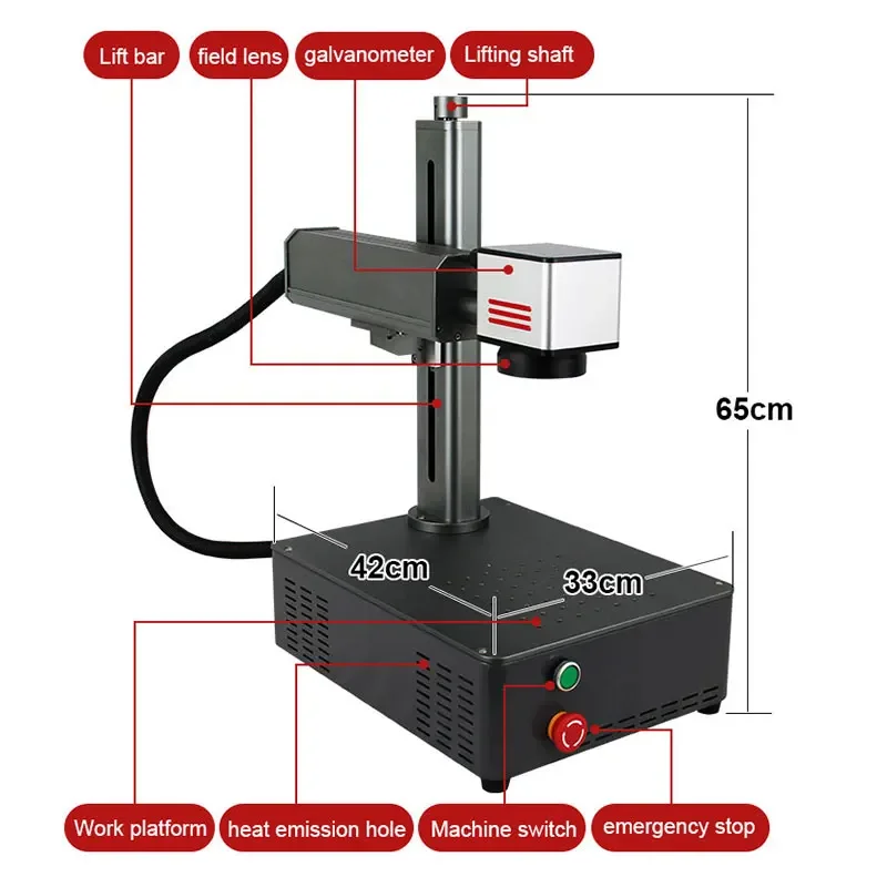 20W 30W 50W 60W 80W Desktop Mini Galvo Scanner Align System All In One Optical Fiber Laser Nameplate Marking Machine Fiber Laser