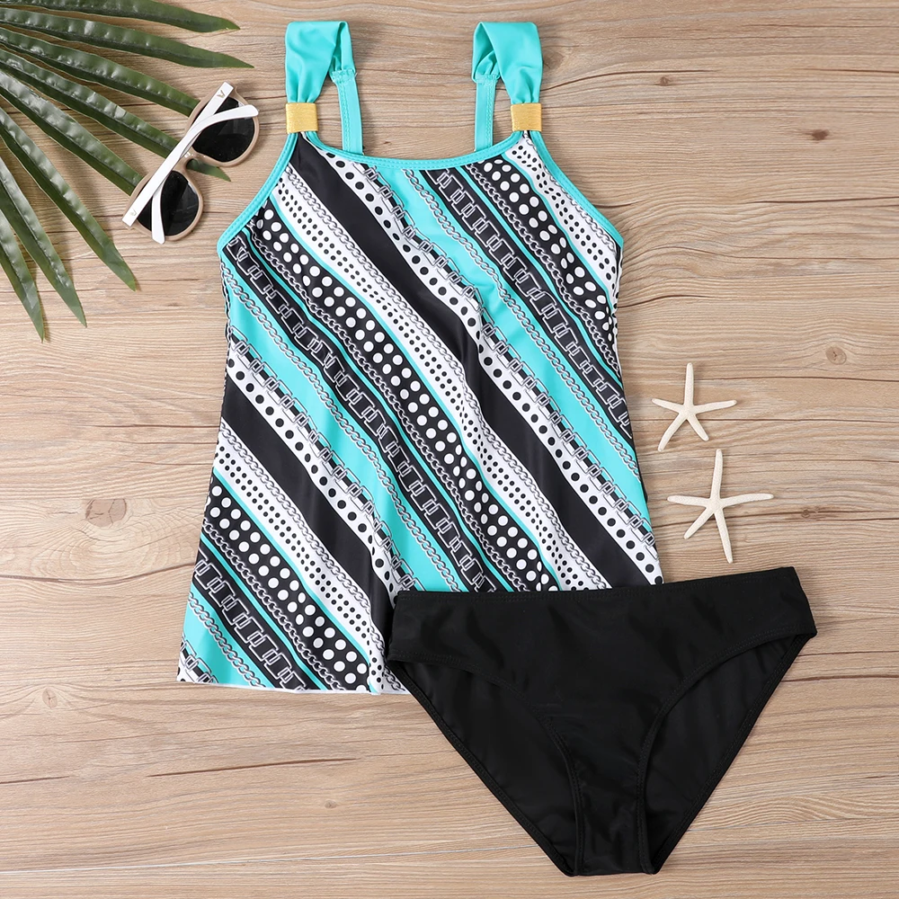 2023 New Summer Ladies Sexy Tankini Two Piece Swimsuit High Waist New Design Printing Beachwear Women's High Waist Swimsuit