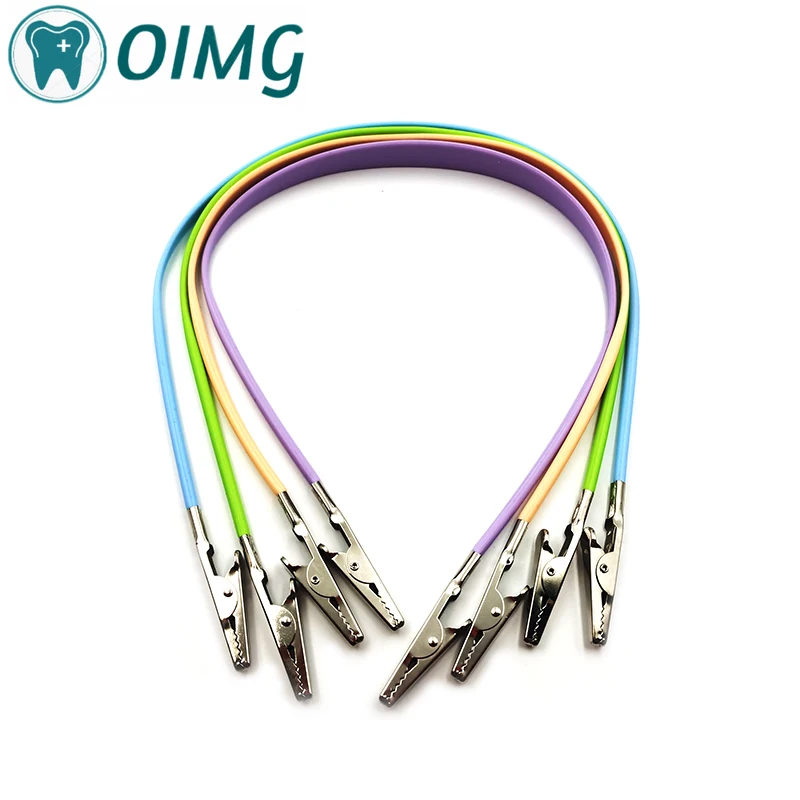 

5Pcs Dental Bib Clips Chain Autoclavable Silicone Dental Patient Clip Scarf Clip Napkin Holder Stainless Steel Dental Tools