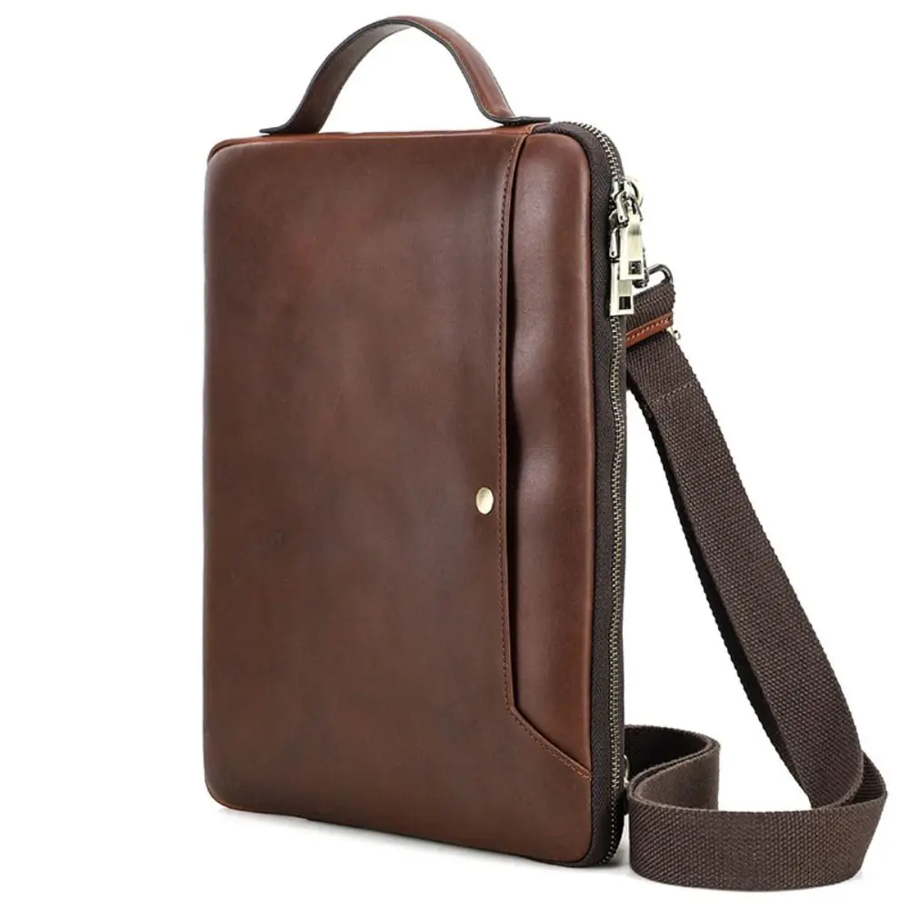 

New Genuine Leather Laptop Bag With Shoulder Strap Vintage Handbag Men's Bag For MacBook Pro Air 14 13