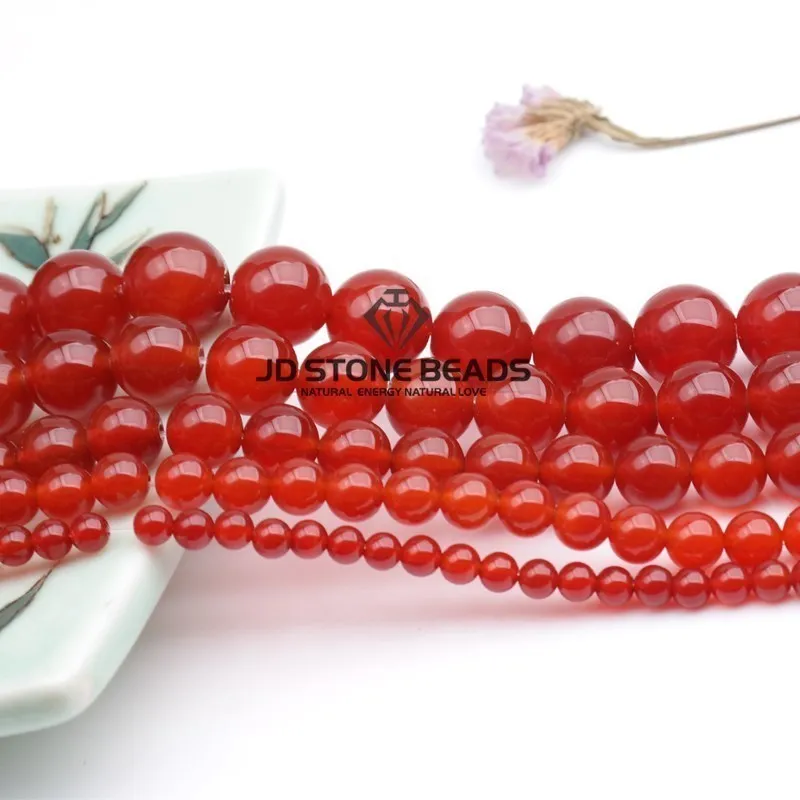 Natural  Stone Red Agate Bead Round Carnelian Onyx Loose Beads For Jewelry Making DIY Bracelets Necklace 15'' 4/6/8/10/12/14mm