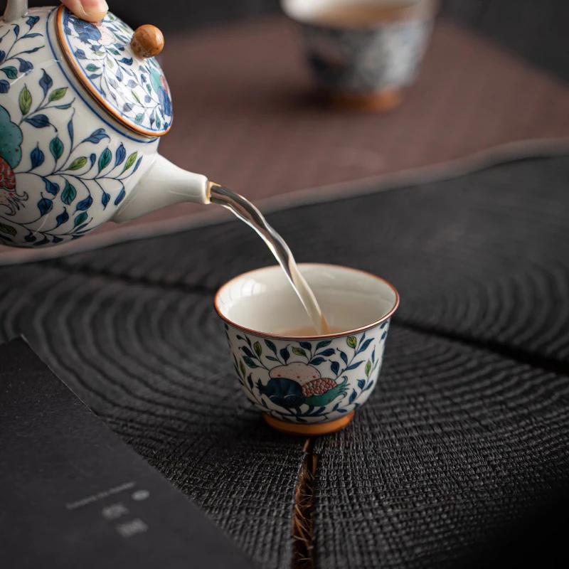 Antique Blue and White Hand-Made Tea Cup, Overglaze Decoration, Kungfu Tea Set, Ceramic Master Single Cup, XH012