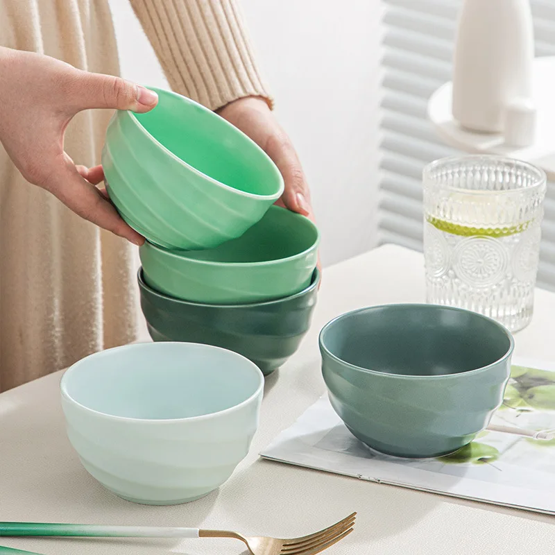 

300ml Creative Rice Bowl Gradient Ceramic Soup Salad Oatmeal Bowls Set Macaron Color Bowl Household Tableware Kitchen Supplies
