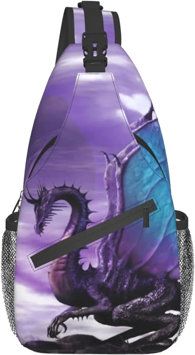 Dragão com asas abertas ao ar livre crossbody bolsa de ombro para unisex jovem adulto caminhadas sling mochila reutilizável multiuso