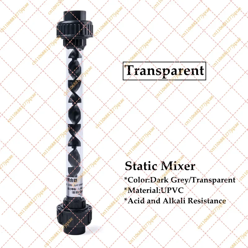 20-63mm UPVC Helical Static Mixer Quick Union Plastic Dosing Liquid Mixing Device Anti-Corrosion