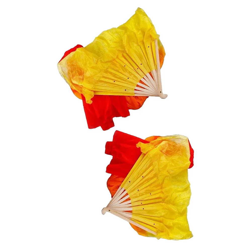 

2Pcs Gradient Color Dance Fans Long Flowing Veil Faux Silk Lightweight Belly Dance Handheld Fan for Adults Festival Wedding