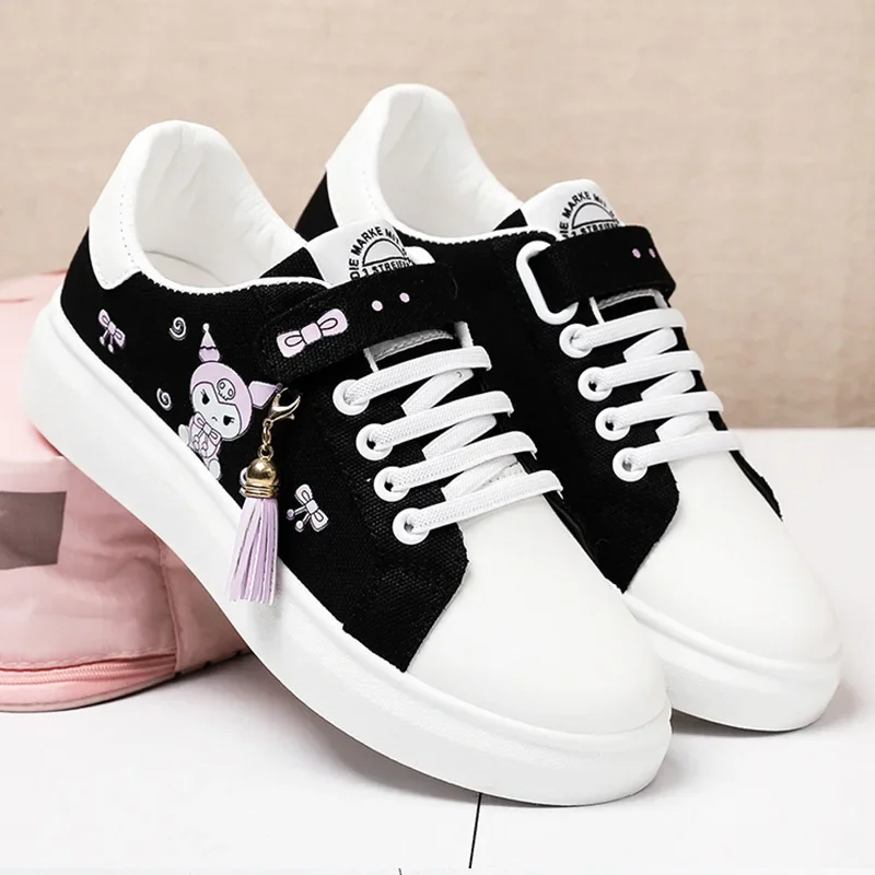 New Kuromi Canvas Shoes Kawaii 2023 Spring Autumn Low Top Girls Sneakers Trend All-Match Student Sports Shoes Children\'s Gifts