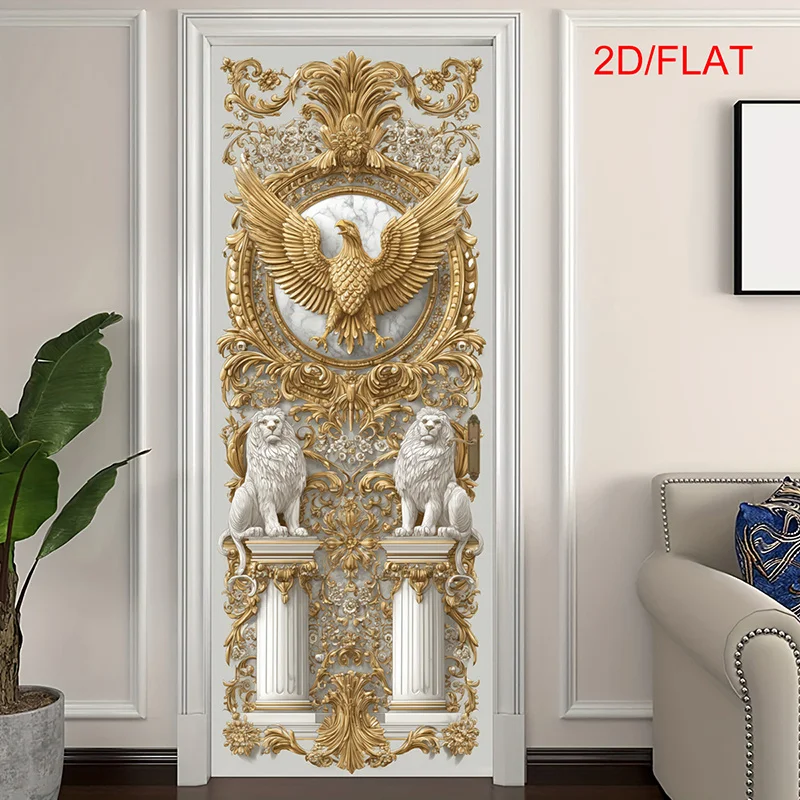 Luxury Baroque Eagle Lion Door Banner Polyester Door Cover Wall Hanging for Home Entrance Living Room Party Decor