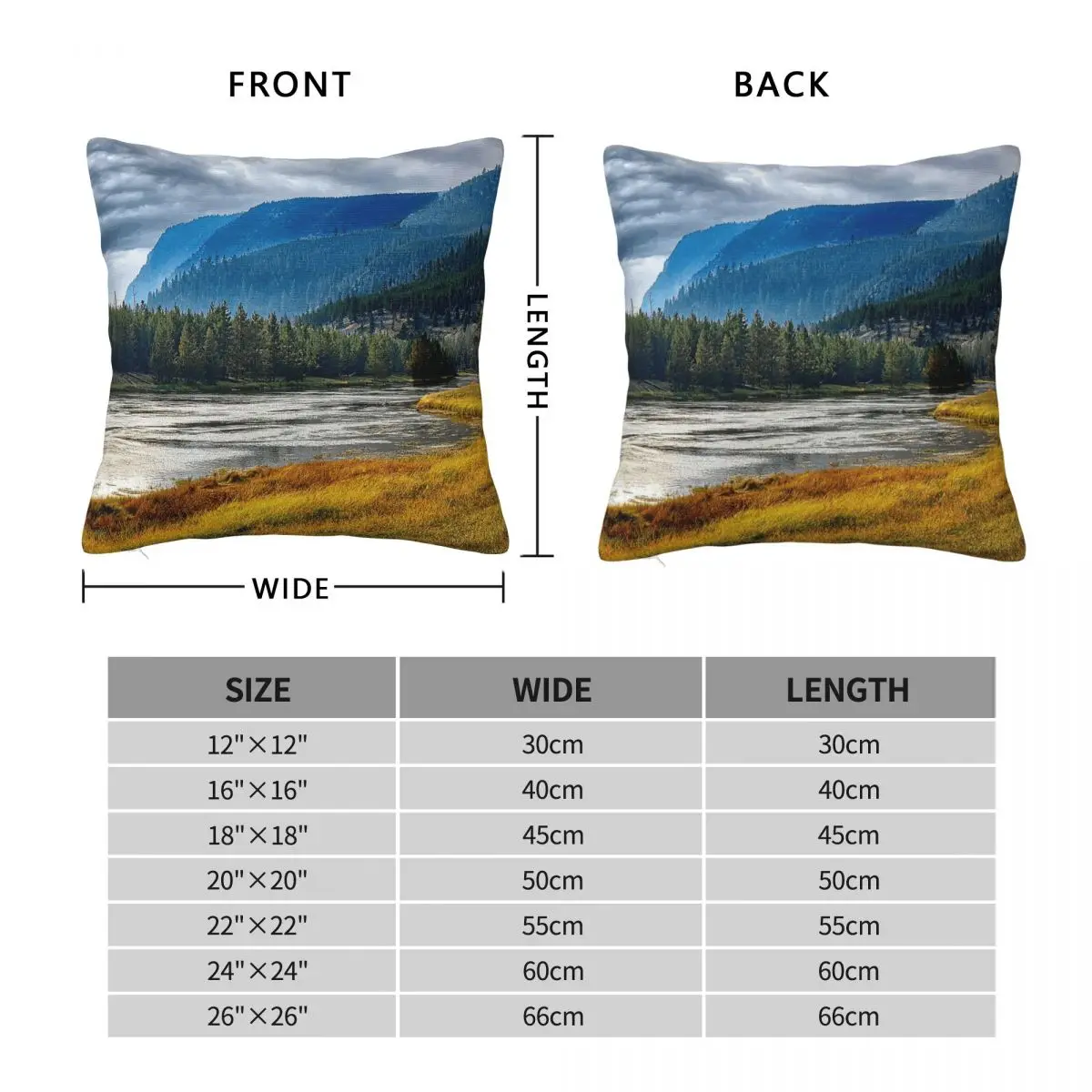 Madison River Yellowstone National Park Pillowcase Polyester Linen Velvet Printed Zip Decorative Bed Cushion Cover