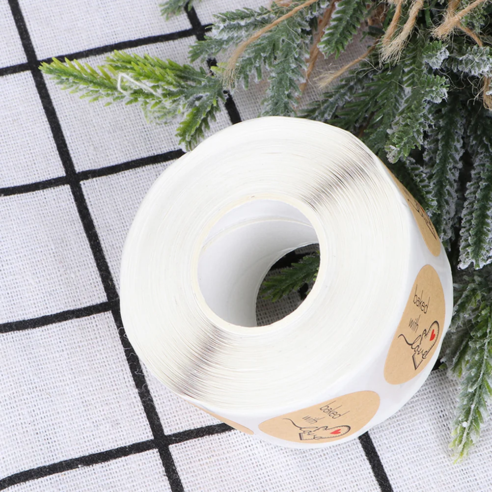 1 Roll Gift Bag Kraft Sticker Packing Sticker Roll for Biscuit Bread Envelope Seal Decorative Use