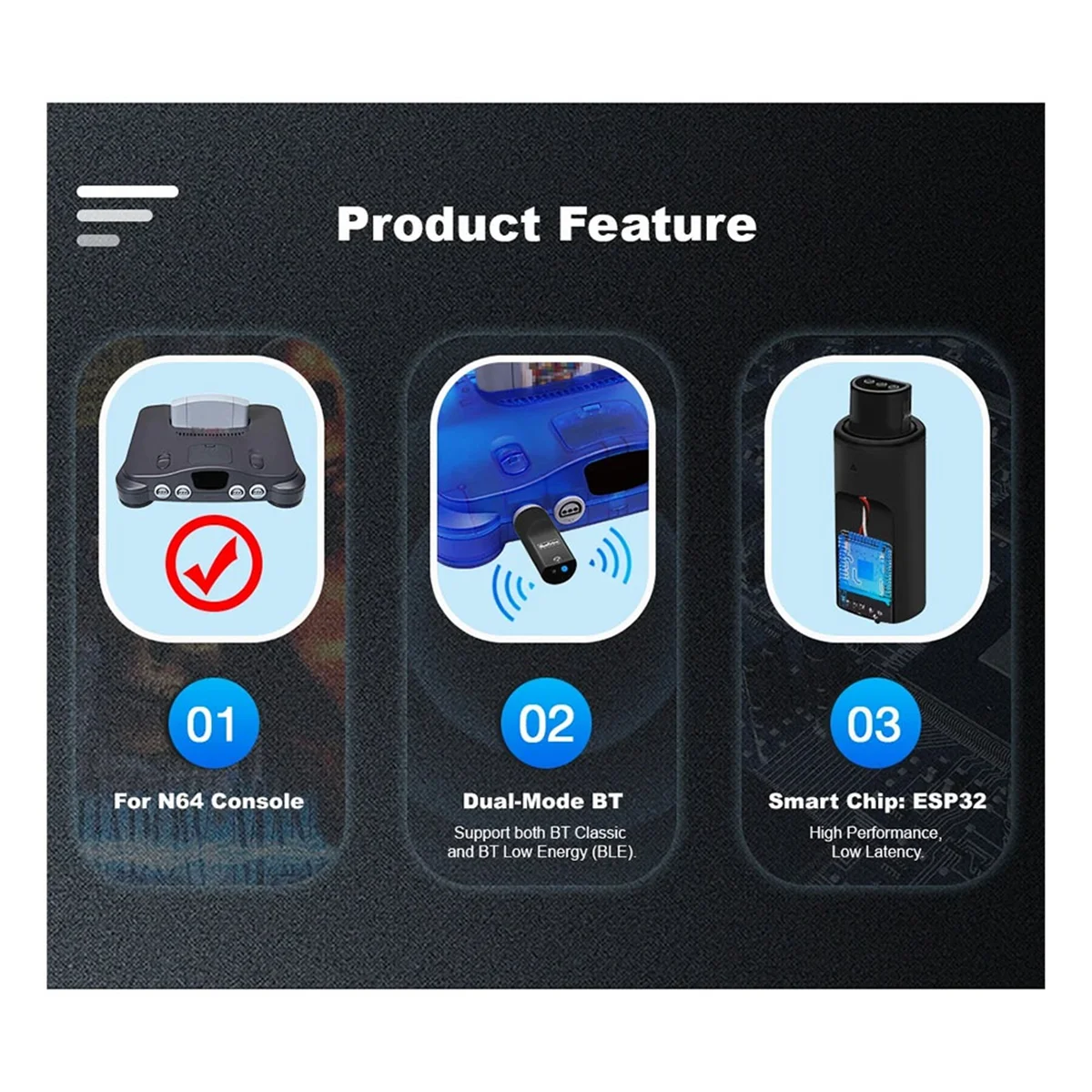 POP-lWireless Game Controllers Adapter for Nintendo 64 Console for PS3/PS4/PS5 Nintendo Switch Game Controllers