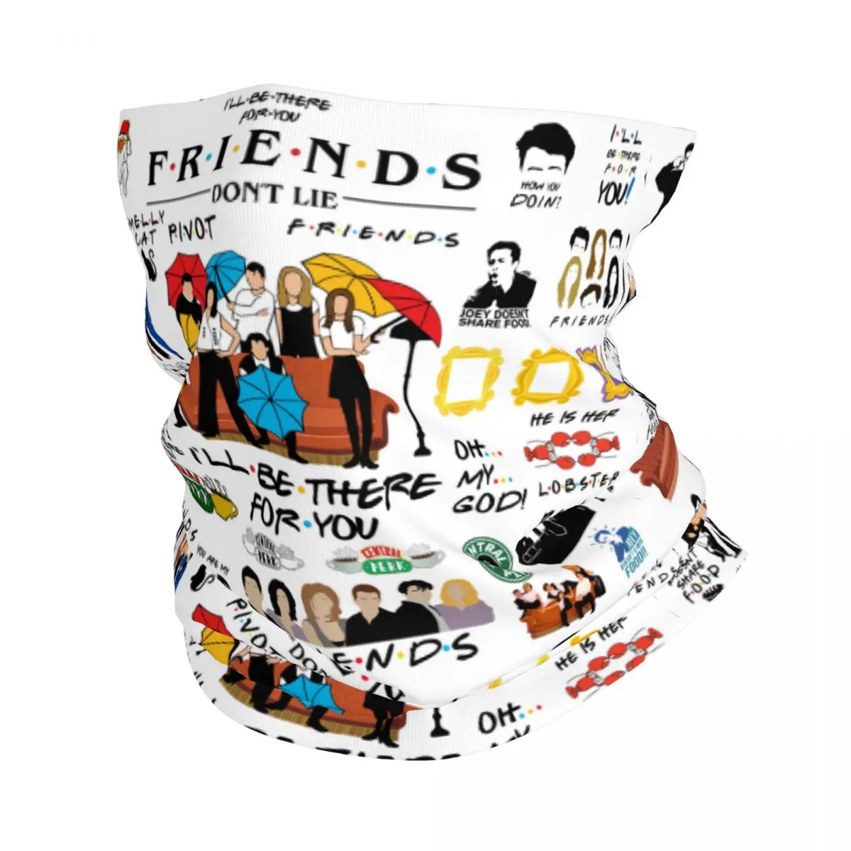 Funny TV Show Friends Collage Bandana Neck Gaiter for Ski Running Men Women Wrap Scarf Balaclava Warmer