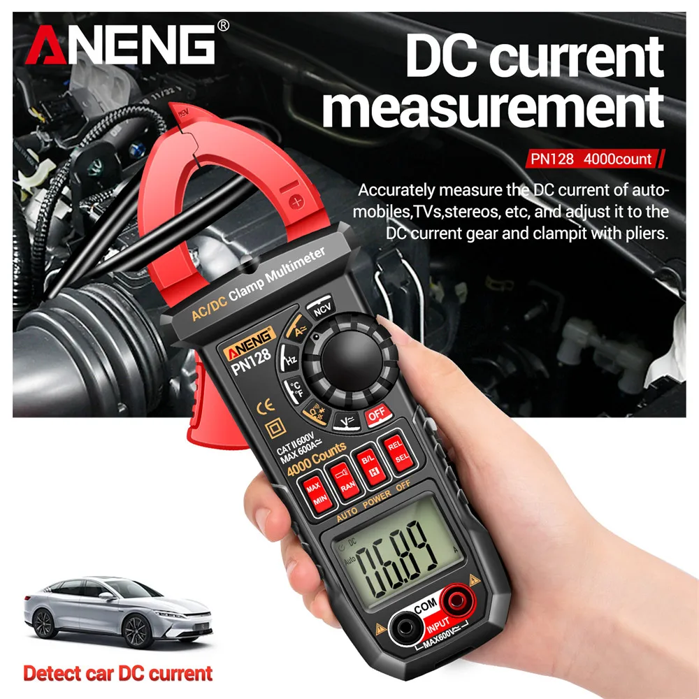 ANENG PN128 4000 Count Clamp Meter 600A  High Precision AC/DC Current Voltage NCV True RMS Digital Multimeter Test Measure Tools