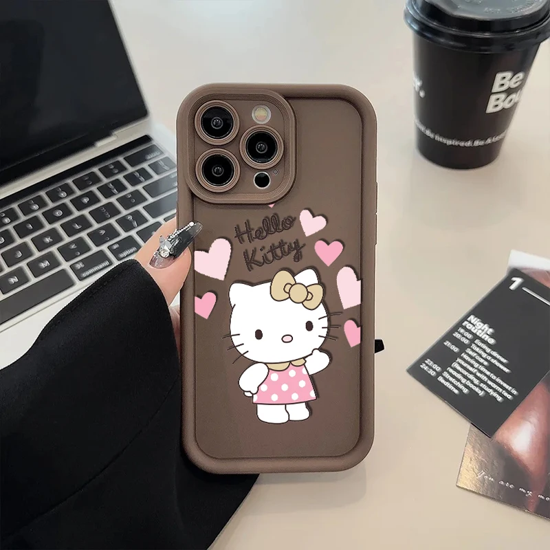 Hello Kitty Kawaii Cat For iPhone 15 14 13 12 11 Pro Max XS Max X XR 7 8 Plus 6S Eye Ladder Phone Case