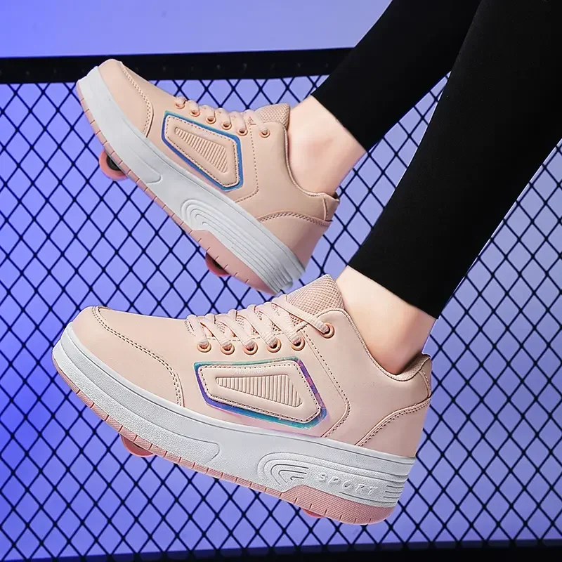 新 2025 子供のスニーカーメンズガールズローラースケートアイススケートホイール付きウォーキングシューズカジュアルシューズ