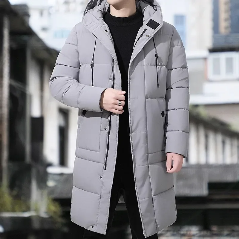 Mid To Long Winter 2024 Thick Casual Trend Versatile Hooded Cotton Jacket for Men Men Clothing