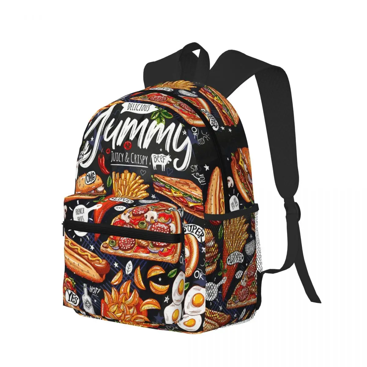 

Fashion Hunger Super Burger Patterned Student Backpack School Bag Hiking Travel Daypack for Men Women Bookbag Shoulder Bags