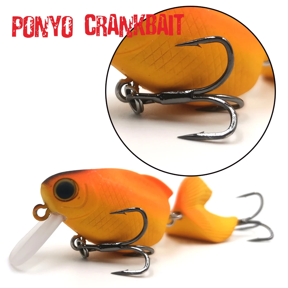 TheTime 7g PONYO Floating Crankbait Lures 2 Sections Artificial Wobblers Crank Hard Bass Bait Fishing Tackle 60mm Trout Wobblers