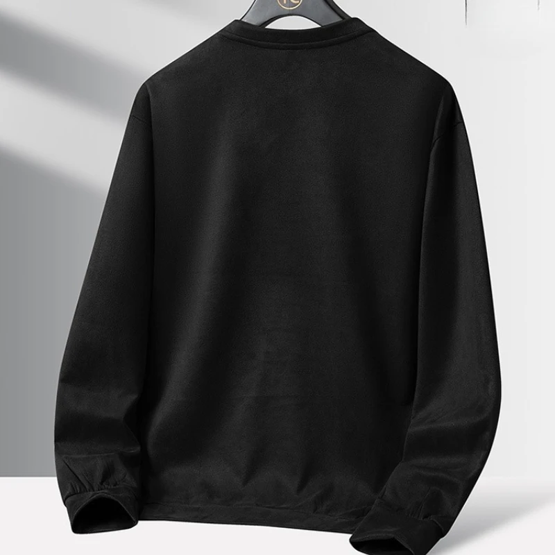 Autumn Suede Sweatshirt Men's Trendy Streetwear Crewneck Long-sleeved Letter Print Warm Pullover Tops Casual Loose Hoodies men